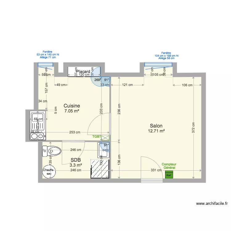 PROUNANT Studio existant. Plan de PROUNANT Studio existant. Plan de