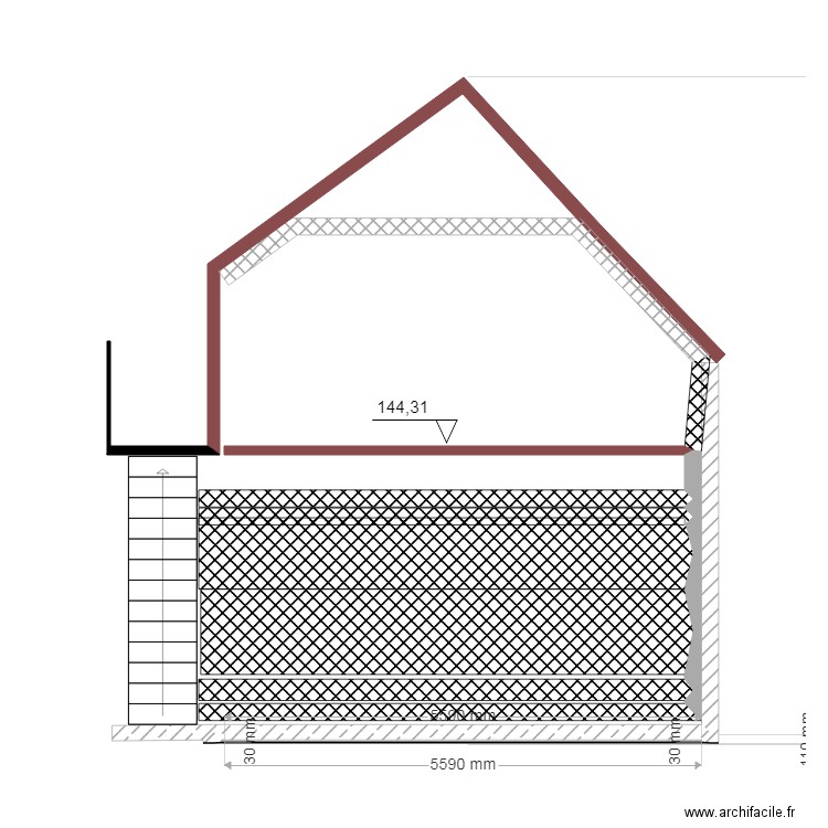 Plan coupe projet placo. Plan de 0 pièce et 0 m2