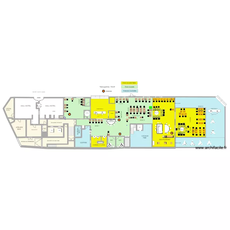 Plan de salle RDC Borne Wifi. Plan de 