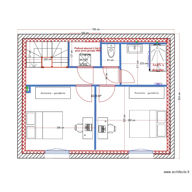  DE MONTBELL . Plan de 3 pièces et 98 m2