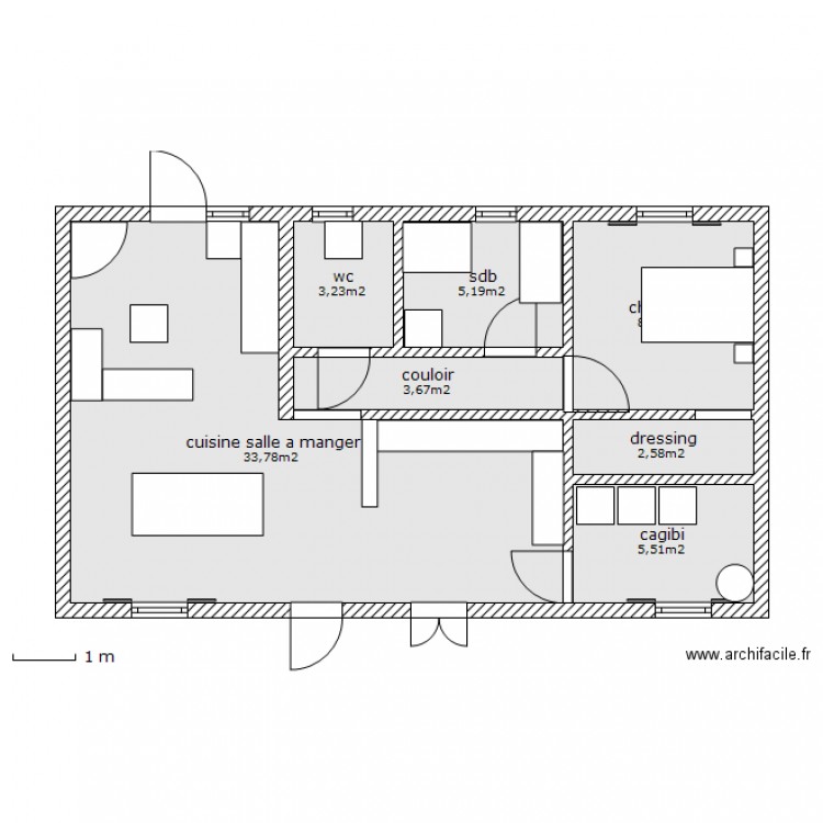 plan maison 63 m2
