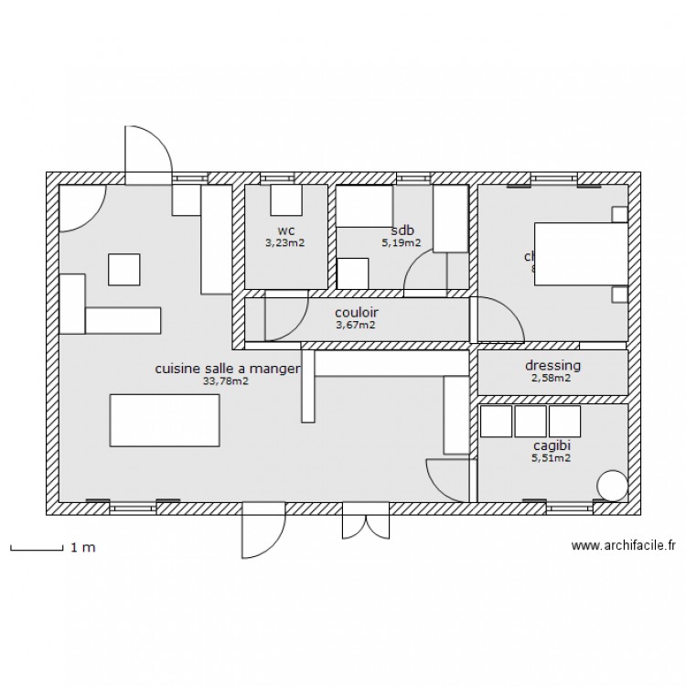 plan maison 63m2