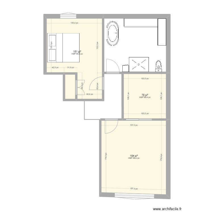 plan. Plan de 4 pièces et 40 m2