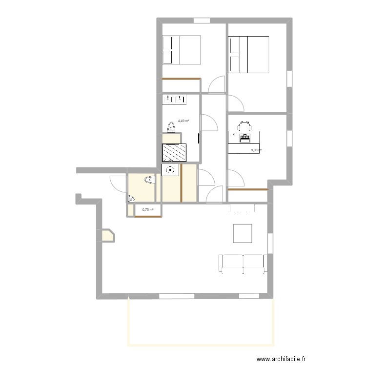 Seyssuel. Plan de 10 pièces et 53 m2