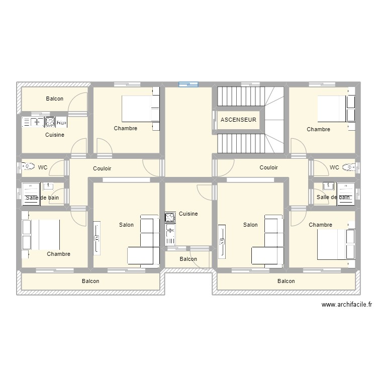 COSA 1ER ETAGE. Plan de 20 pièces et 158 m2