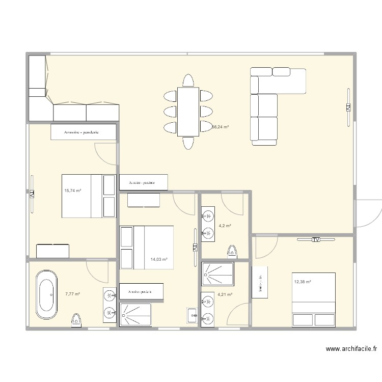 villa 1. Plan de 7 pièces et 115 m2