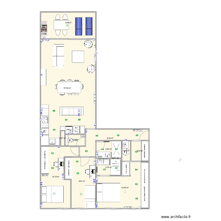 Santa Barbara Cotes V16. Plan de 13 pièces et 100 m2