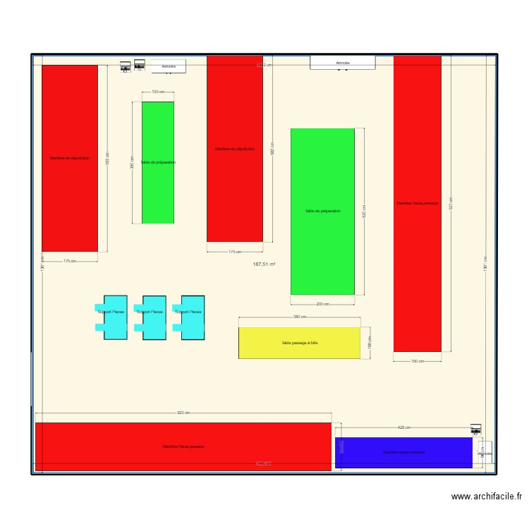 Cabine dépollution AS TO BE. Plan de 1 pièce et 188 m2