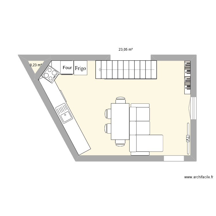 maison 2. Plan de 2 pièces et 23 m2