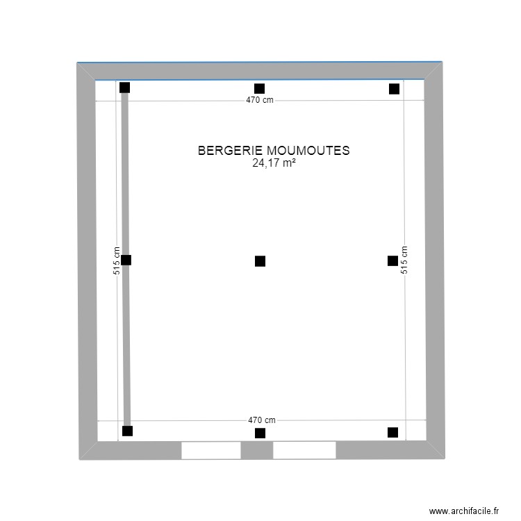 bergerie moumoutes. Plan de 1 pièce et 24 m2