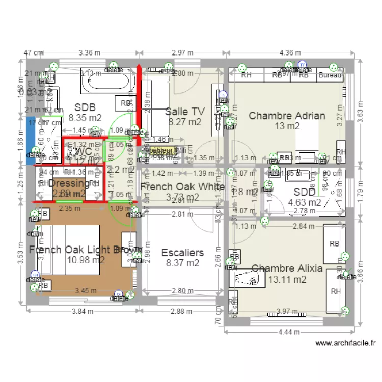Moulin 1er &eacute;tage 10 06. Plan de 