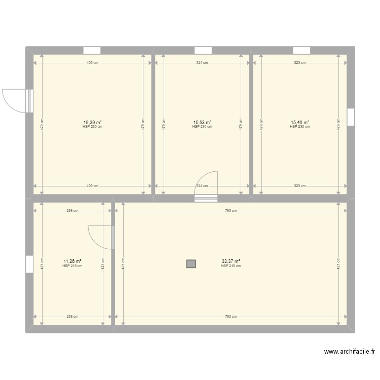 Feme Cottin. Plan de 5 pièces et 95 m2