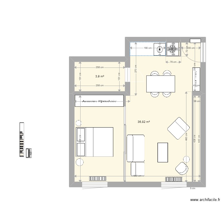 la Villette2. Plan de 3 pièces et 41 m2