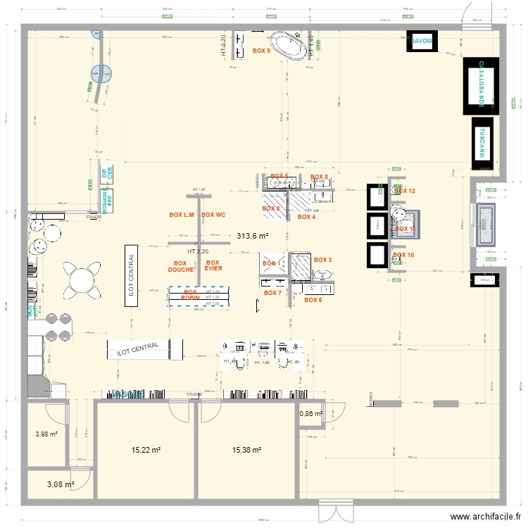 MAGASIN. Plan de 6 pièces et 352 m2