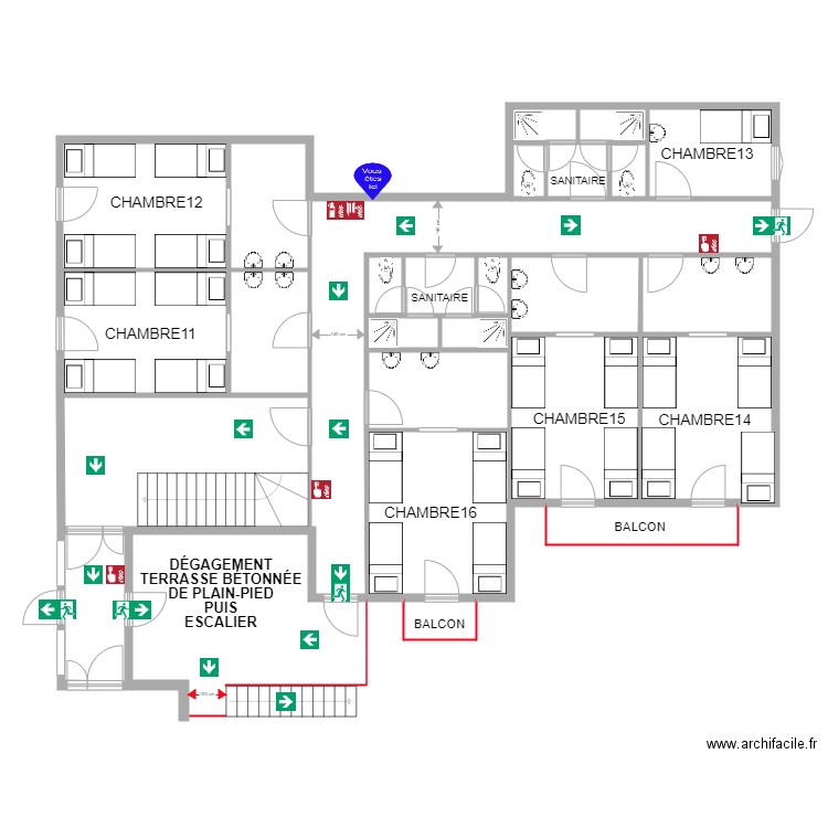 BAT 2 NIVEAU 1 AVANT TRAVAUX. Plan de 0 pièce et 0 m2