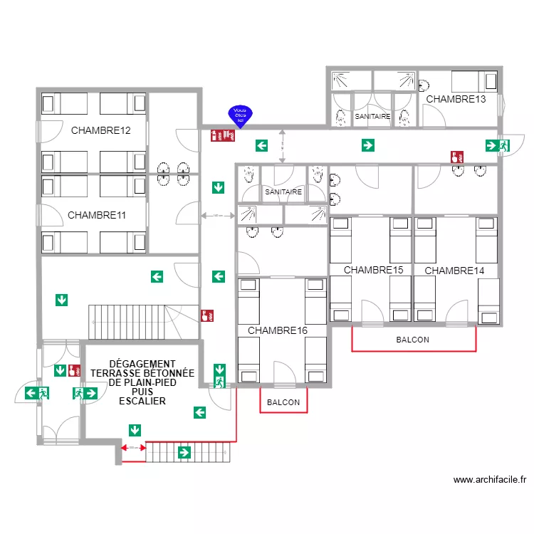 BAT 2 NIVEAU 1 AVANT TRAVAUX. Plan de BAT 2 NIVEAU 1 AVANT TRAVAUX. Plan de