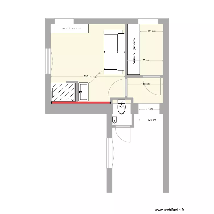 Chambre Ami Bellecour Variante 2 bis. Plan de 