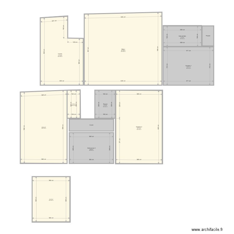 Plan de surface. Plan de 12 pièces et 149 m2