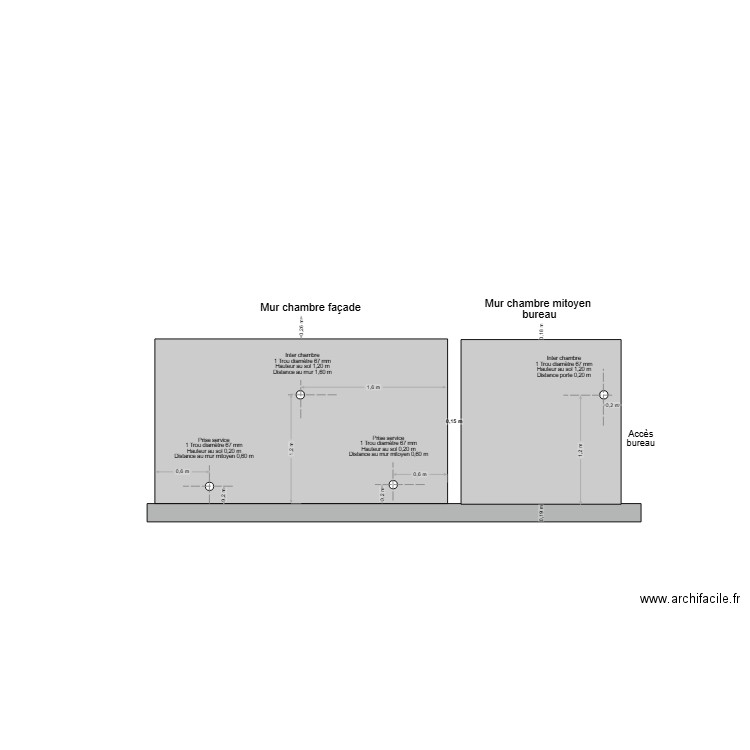 Mur chambre mitoyen. Plan de 0 pièce et 0 m2