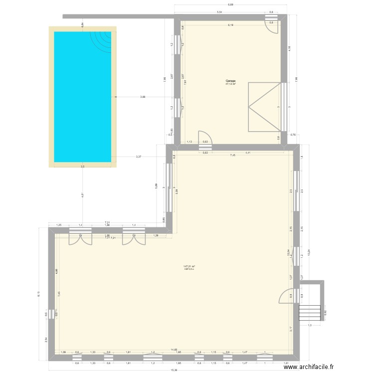 béa20. Plan de 2 pièces et 194 m2