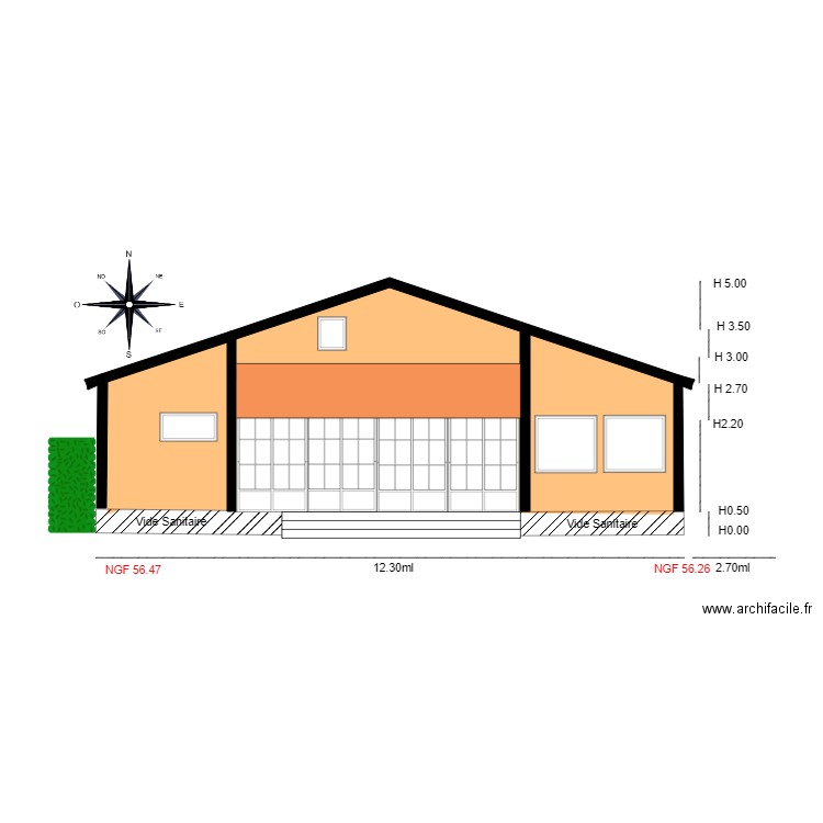 Facade SUD     chalet 20. Plan de 0 pièce et 0 m2