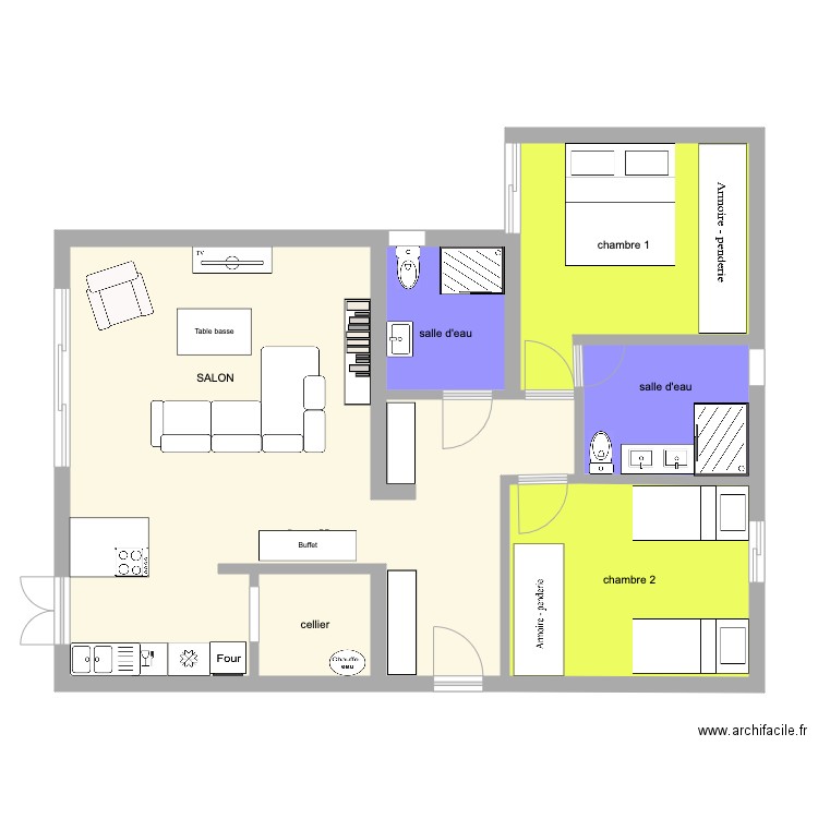 friars. Plan de 6 pièces et 78 m2