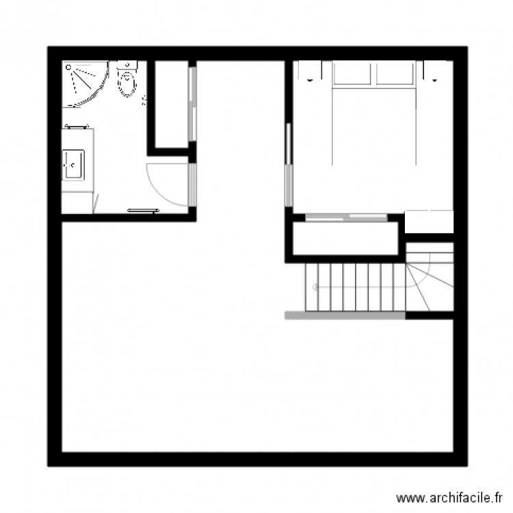 chalet 26x26 avec sous sol. Plan de 5 pièces et 53 m2