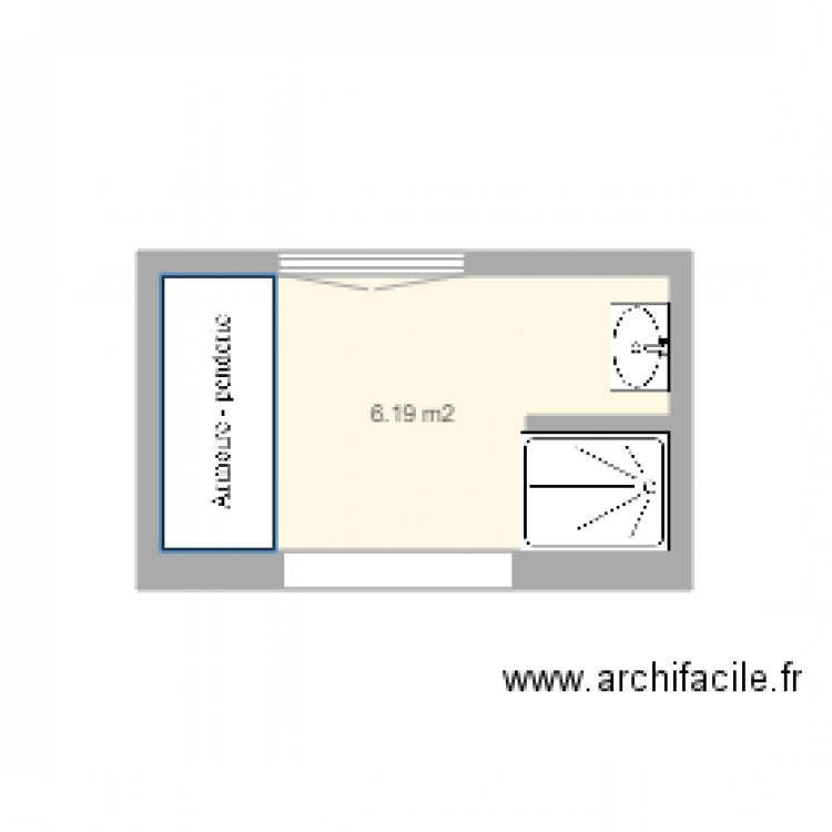 Salle d'eau montfermeil. Plan de 1 pièce et 6 m2