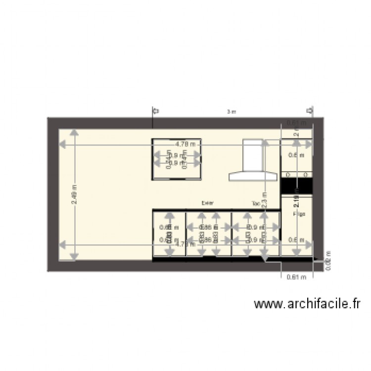 Cuisine appart 2 3. Plan de 0 pièce et 0 m2