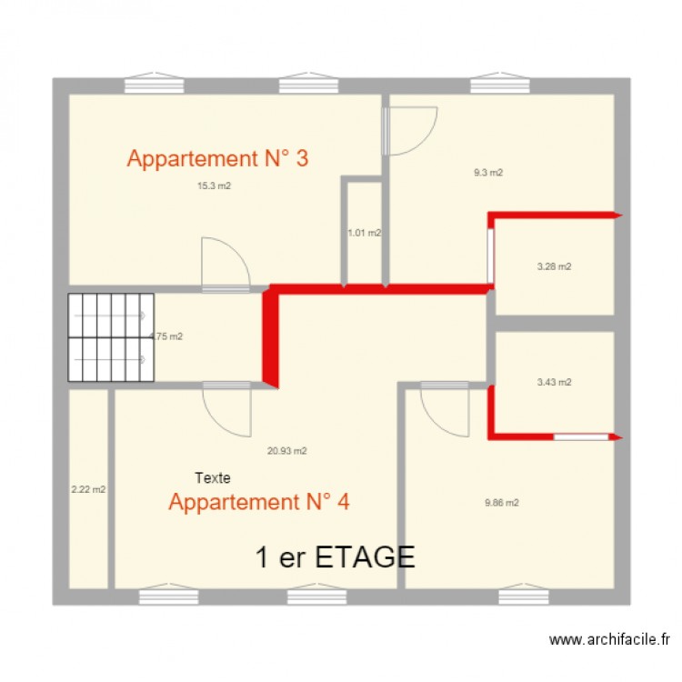 Montesquieu 1er etage PROJECTION. Plan de 0 pièce et 0 m2