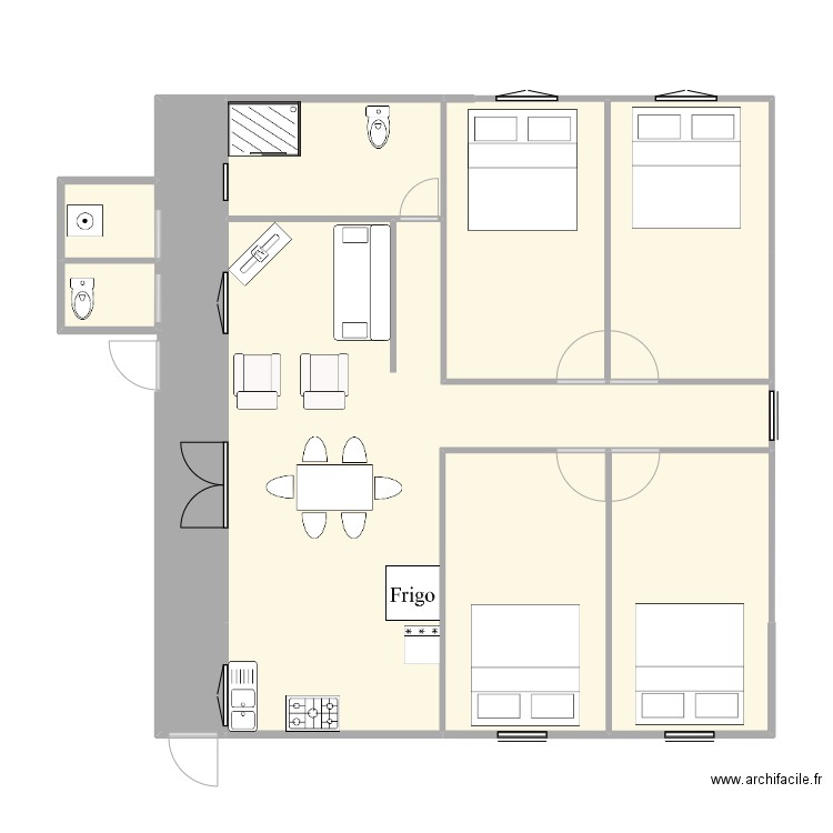 maison familiale après travaux plan alternatif. Plan de 9 pièces et 104 m2