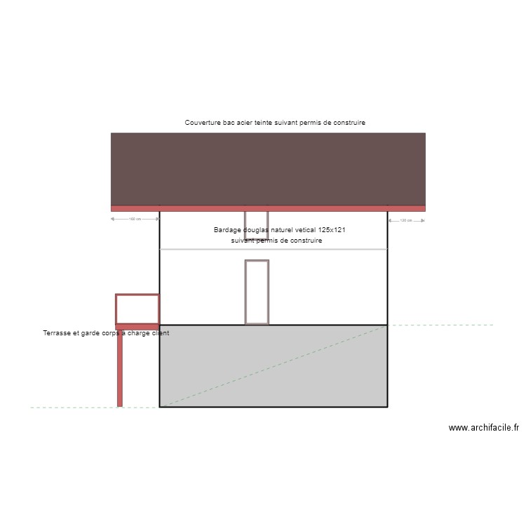 poilpre facade sud. Plan de 1 pièce et 20 m2