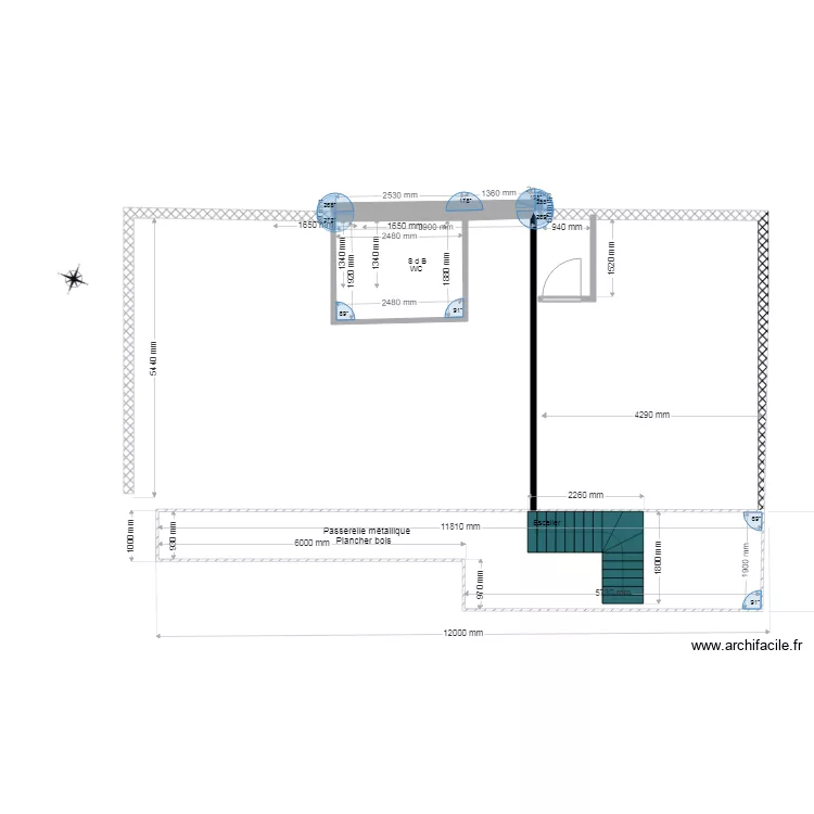 Plan 1er &eacute;tage projet placo. Plan de 