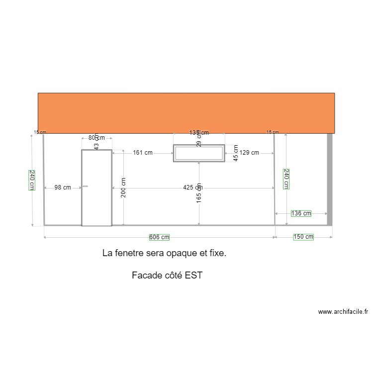 Facade côté EST. Plan de 0 pièce et 0 m2