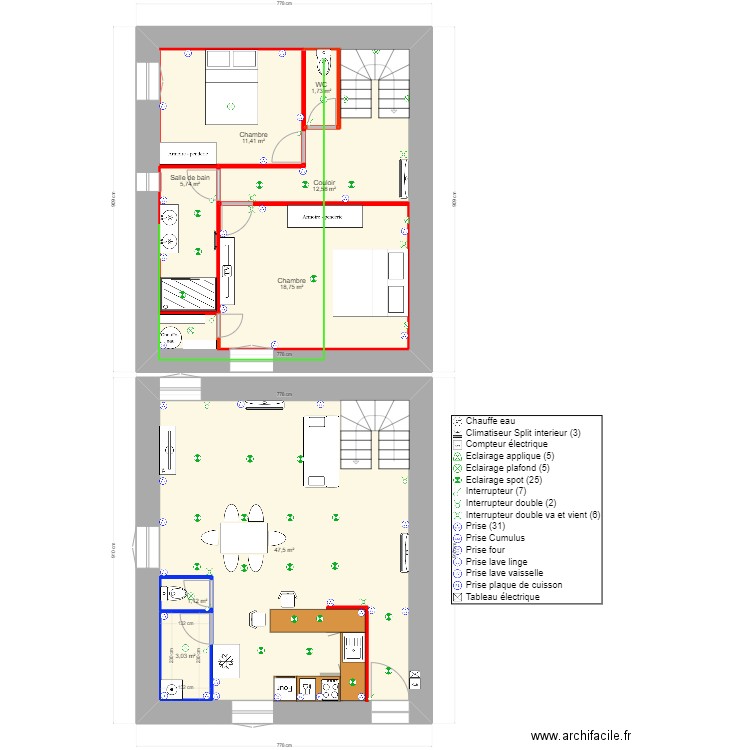 sandrans 1. Plan de 8 pièces et 146 m2