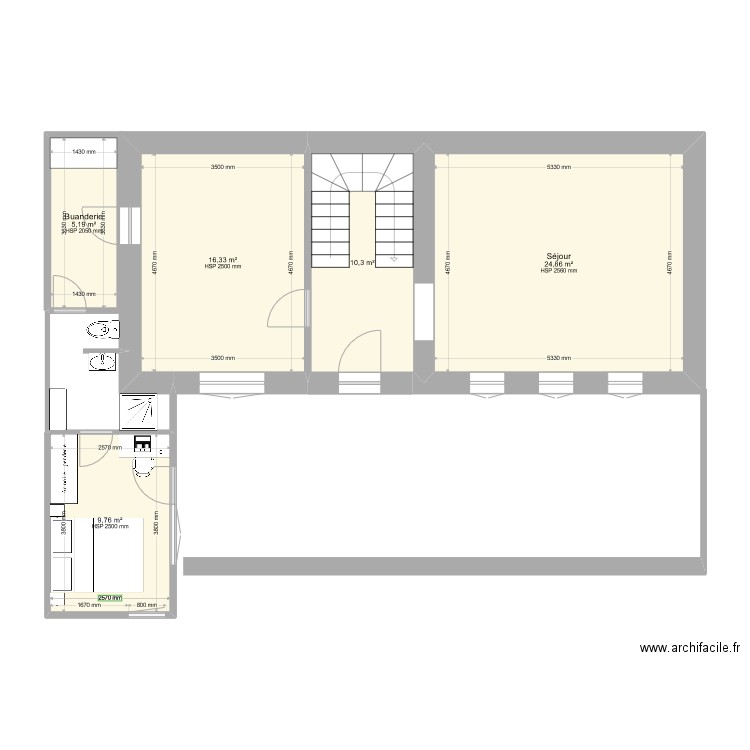 90 TEF buanderie agrandie. Plan de 0 pièce et 0 m2