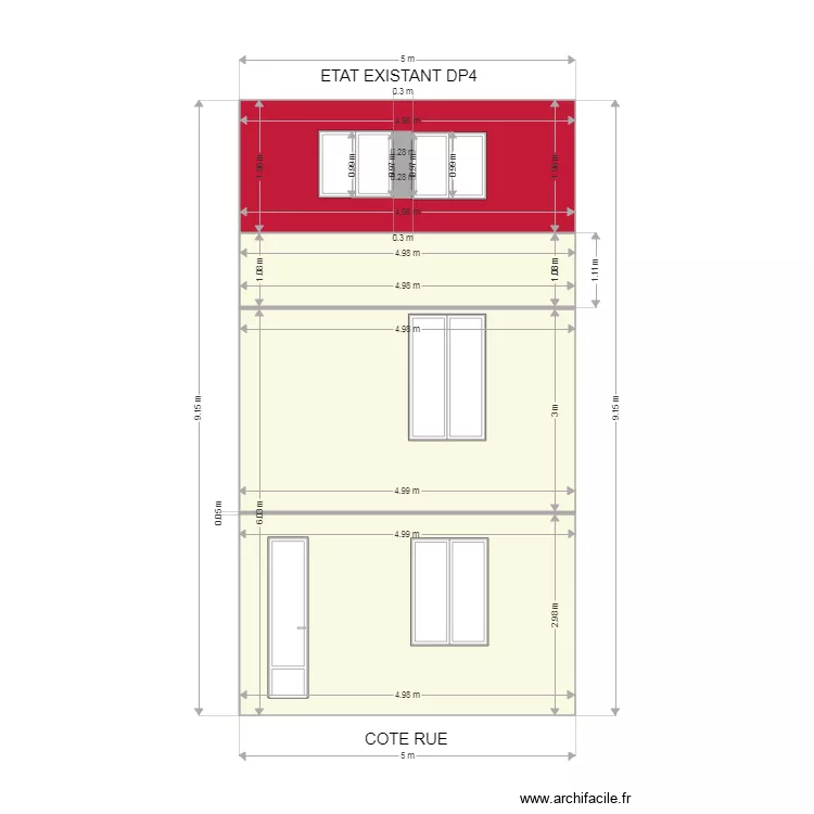 Plans facade COTE R AVANT. Plan de 