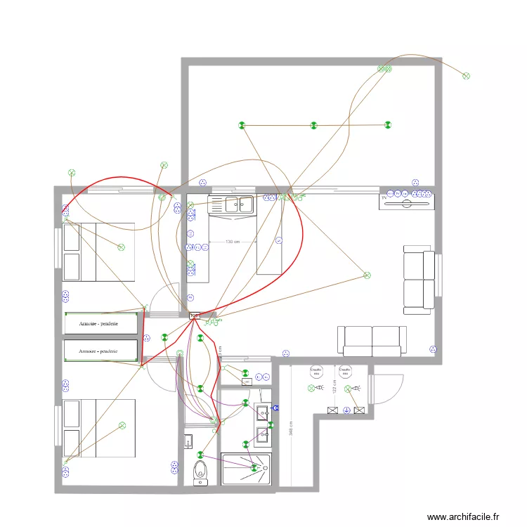 Plan &eacute;lec luminaires dans b&eacute;ton. Plan de 