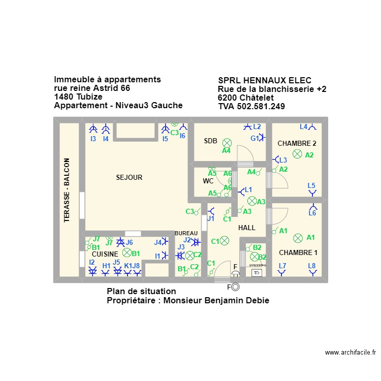 benja. Plan de 11 pièces et 12 m2