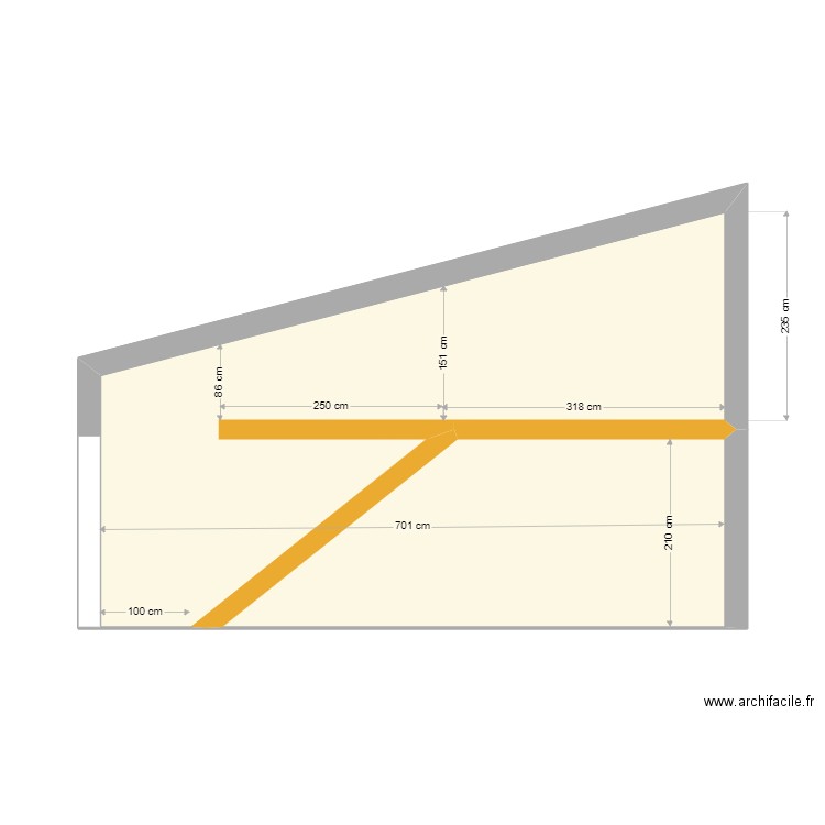 Elévation Mur Apt Liscia. Plan de 2 pièces et 24 m2