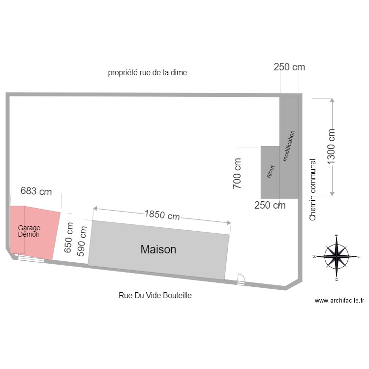 Plan de Masse Demolition Garage. Plan de 0 pièce et 0 m2