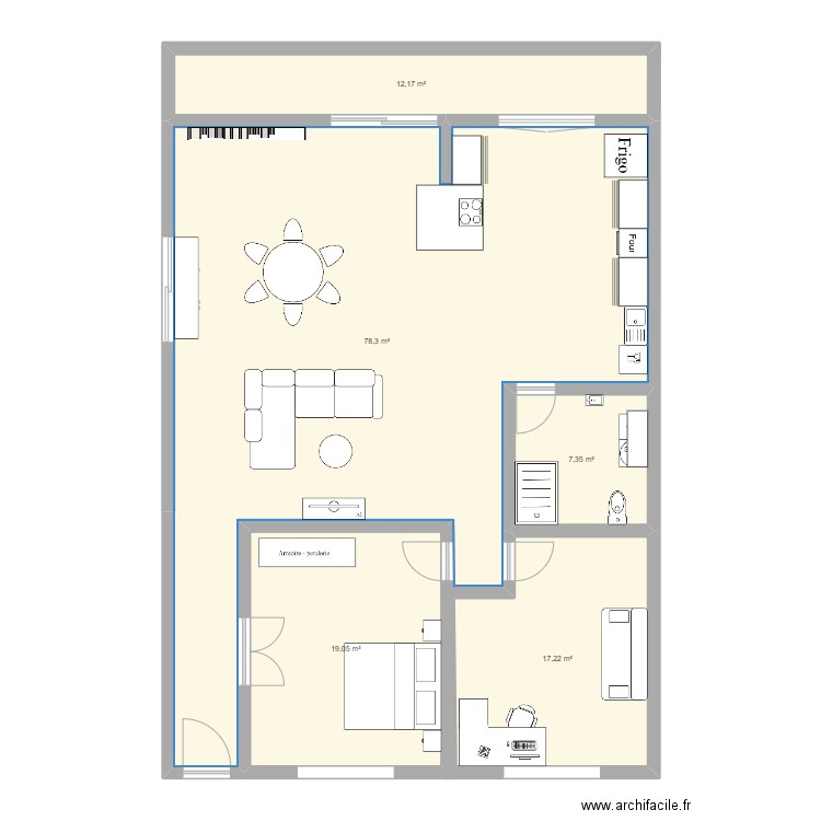 maison. Plan de 5 pièces et 134 m2