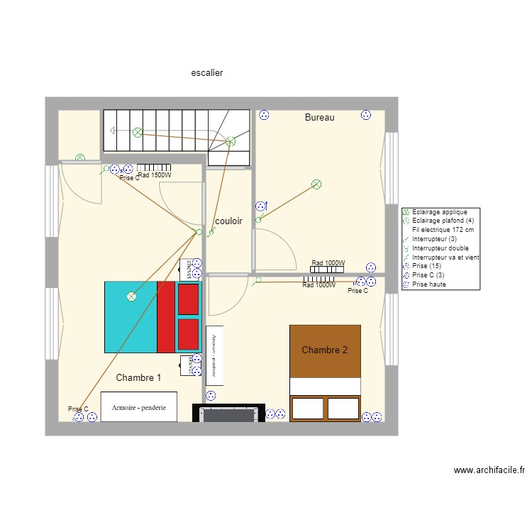 Etage Saint pol  elec et mobilier 4. Plan de 5 pièces et 37 m2