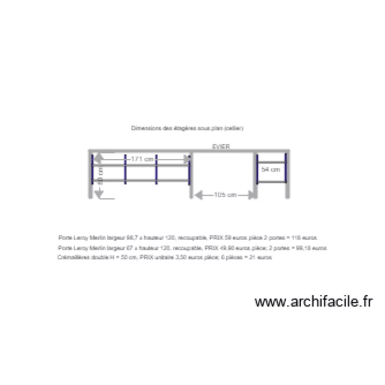 Am&eacute;nagement &eacute;tag&egrave;res cellier. Plan de 