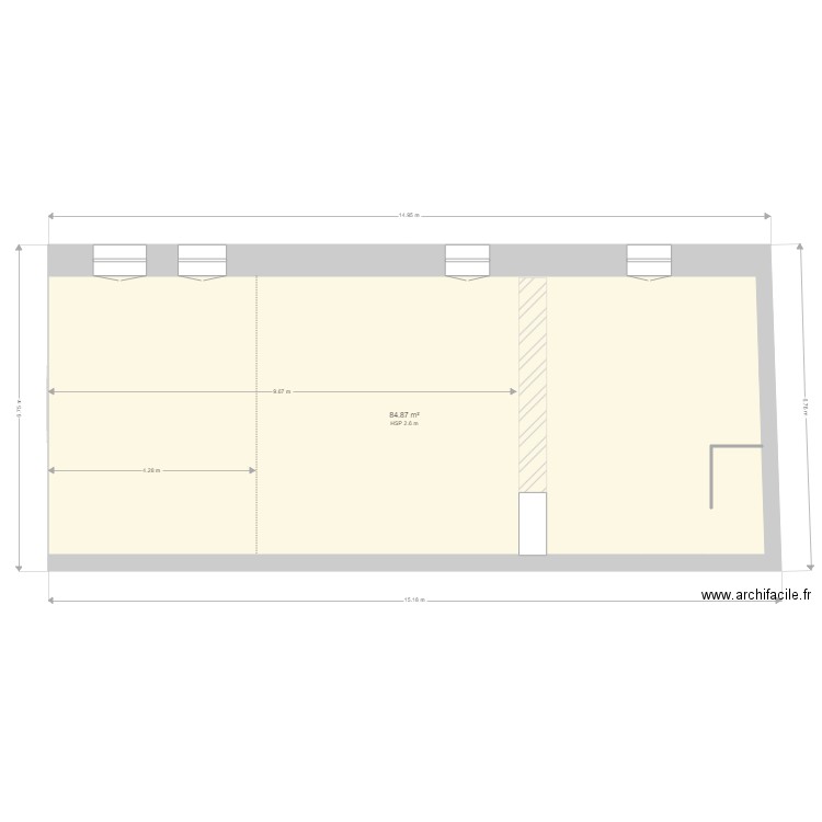 PJ 21. Plan de 2 pièces et 169 m2