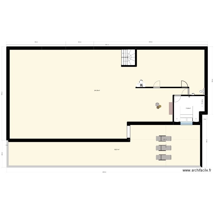 ROOFTOP plateau nu. Plan de 3 pièces et 346 m2