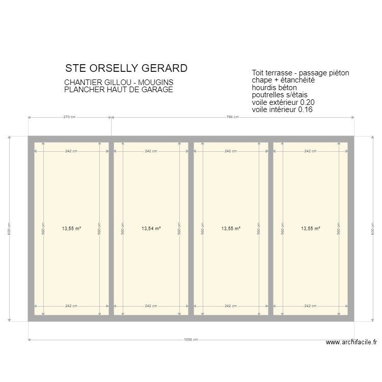 ORSELLY. Plan de 4 pièces et 54 m2