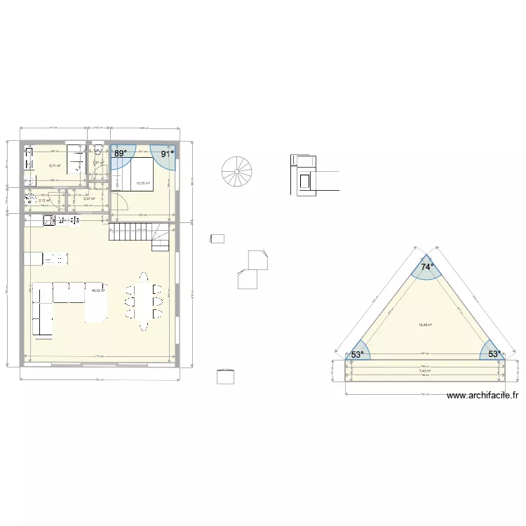 Maison en A Carlux 1. Plan de 