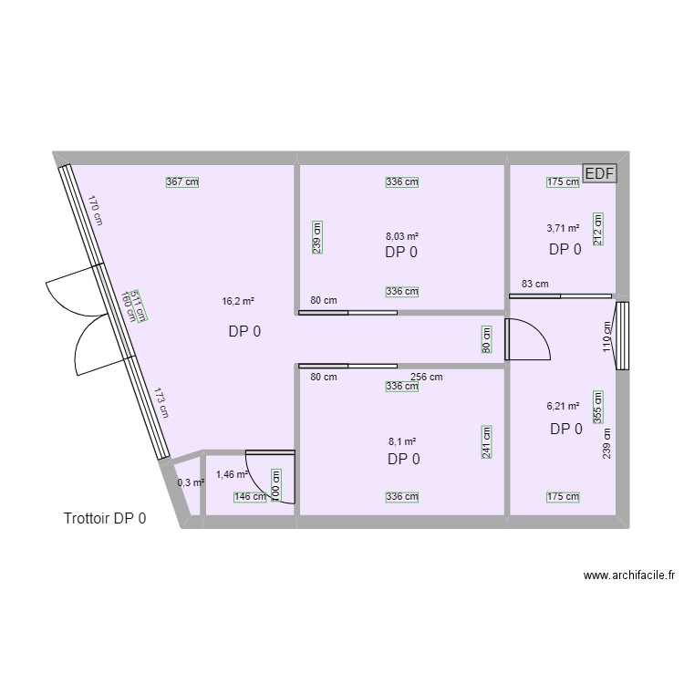 MJ RENOV AVANT TRAVAUX. Plan de 7 pièces et 44 m2