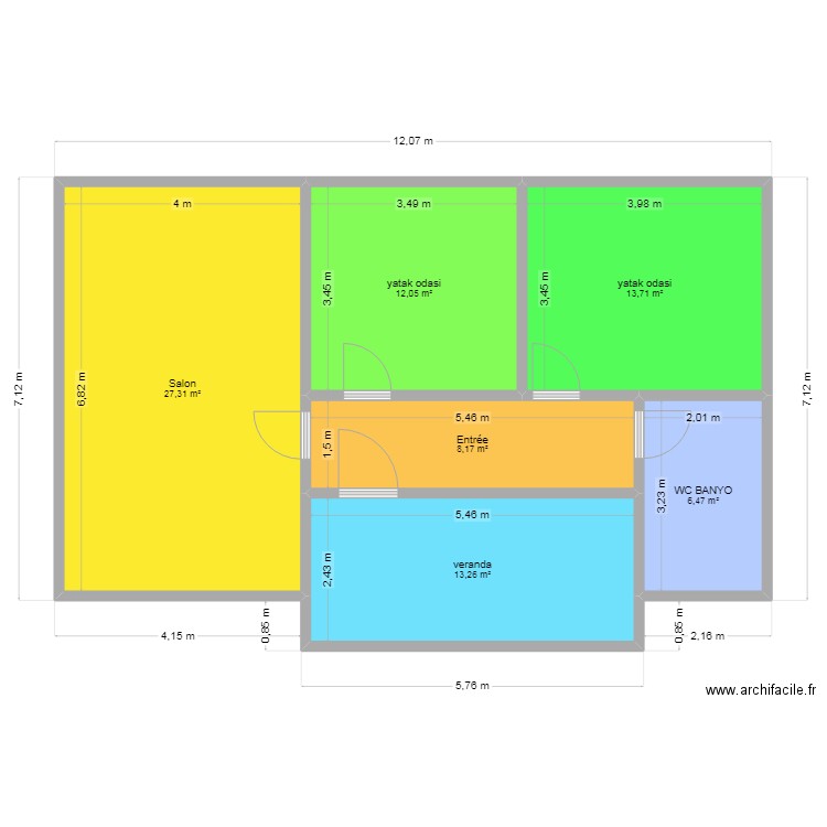 ahmet ev 2. Plan de 6 pièces et 81 m2